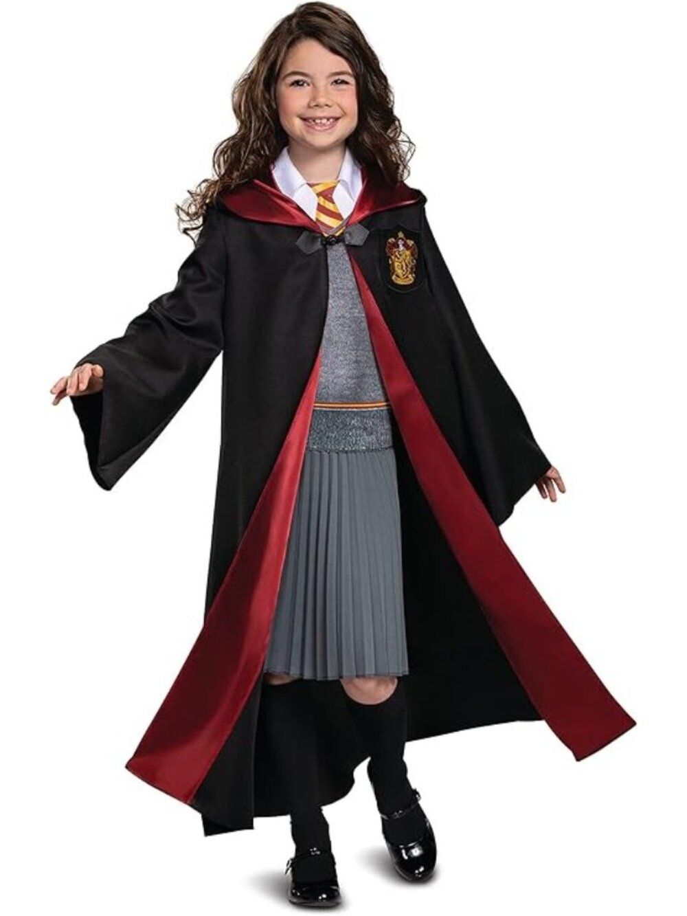 Harry Potter Hermione Girls Deluxe Costume 4-6X Dress Robe Wand Sorting Hat Kids - Picture 2 of 8